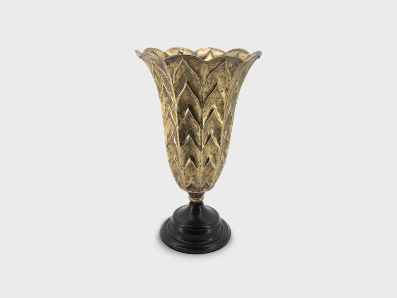 Metal Vase Decor - Antique Gold Finish